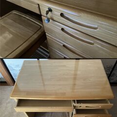 [配達可][価格応談可] 勉強机・椅子・本棚・スライド式蛍光灯・カギ2ヶの画像