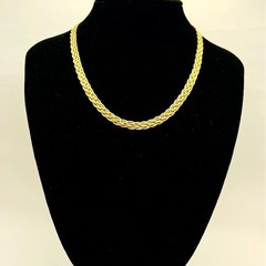 　【極美品】K18YG デザイン ネックレス 18金 イエローゴールド 編み込みの画像