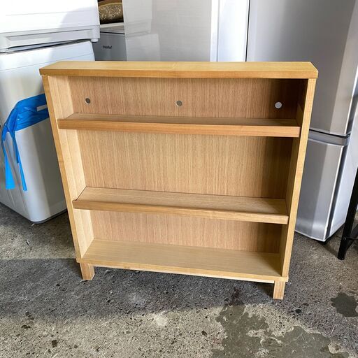 無印良品 本棚 薄型木製収納 ロータイプ タモ材 高さ830×幅800×奥行