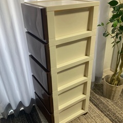美品！お洒落な5段チェスト（ブラウン）リビング　収納　子供部屋　寝室にの画像