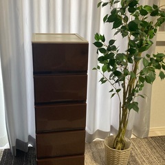 美品！お洒落な5段チェスト（ブラウン）リビング　収納　子供部屋　寝室にの画像