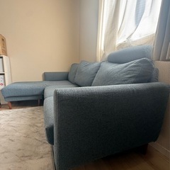 KEYUCA カウチソファ 3人掛け 青の画像