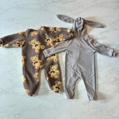 【美品 着用回数少】80 ベビー服 くま うさぎ セット かわいい 赤ちゃん プレゼント アニマル コスプレ なりきり ふわふわ 柔らかい着心地 サイズの画像