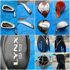 【❗️✨初心者〜中級者向け✨❗️】⛳️ LYNX USA TOUR キャディバッグ＋ゴルフクラブ8本セット／HONMAクラシック含む 現状品の画像
