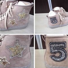 未使用保管品 ヌーベルヴォーグ リラックス ハイカットスニーカー スエード ベージュ色 23.5㎝ 星飾り レディース Noubel Voug  Relax 苫小牧西店の画像