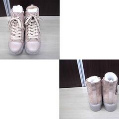 未使用保管品 ヌーベルヴォーグ リラックス ハイカットスニーカー スエード ベージュ色 23.5㎝ 星飾り レディース Noubel Voug  Relax 苫小牧西店の画像