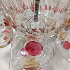 【糸島市内 送料無料】曾我硝子 SOGA GLASS パーティーパンチボール セット カップ付き レードル付き 昭和レトロ レトロポップ 水玉 ドット ガラス食器 ホームパーティ デザートボウル インテリア 251219-7Yの画像