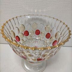 【糸島市内 送料無料】曾我硝子 SOGA GLASS パーティーパンチボール セット カップ付き レードル付き 昭和レトロ レトロポップ 水玉 ドット ガラス食器 ホームパーティ デザートボウル インテリア 251219-7Yの画像