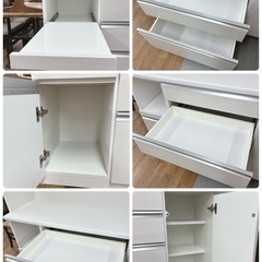 ジモティー限定価格！S111 ⭐ 最高級 松田家具 キッチンボード ラビオレンジ ハーフェレ社レール モイス版 幅140cm USED 美品 の画像