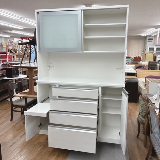 ジモティー限定価格！S111 ⭐ 最高級 松田家具 キッチンボード ラビオレンジ ハーフェレ社レール モイス版 幅140cm USED 美品