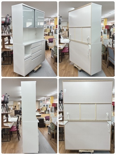 ジモティー限定価格！S111 ⭐ 最高級 松田家具 キッチンボード ラビオレンジ ハーフェレ社レール モイス版 幅140cm USED 美品