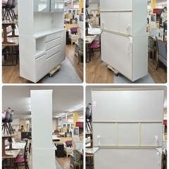 ジモティー限定価格！S111 ⭐ 最高級 松田家具 キッチンボード ラビオレンジ ハーフェレ社レール モイス版 幅140cm USED 美品 の画像