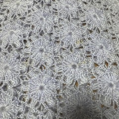 手編みショール　140×45 　うす紫色の画像