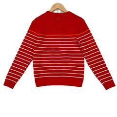 Zoe Dress Code International ゾーイ　ドレスコードインターナショナル ボーダー 長袖ニット ポリエステル レッド レディース 36【古着】【中古】の画像