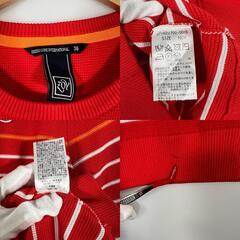 Zoe Dress Code International ゾーイ　ドレスコードインターナショナル ボーダー 長袖ニット ポリエステル レッド レディース 36【古着】【中古】の画像