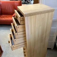 12/25まで店頭商品一部を除き半額クリスマスSALE!!開催中　イ2512-167 木製 多段チェスト 15段 ナチュラル キズ汚れ有りの画像