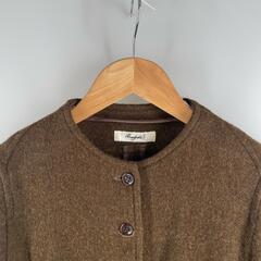 ノーブランド  コート ウール カーキ レディース 38【古着】【中古】の画像