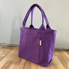 【ハンドメイド】帆布トートバッグ ダークプラム 紫 1219新品未使用の画像