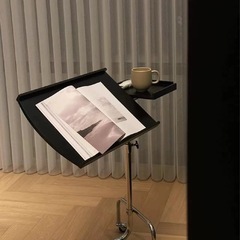 ドテーブル キャスター付き、ベッドテーブル キャスター、ベッドサイドテーブル キャスター付き 高さ調整の画像