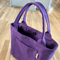 【ハンドメイド】帆布トートバッグ ダークプラム 紫 1219新品未使用の画像