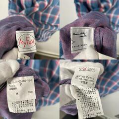 MyFeb Child Woman マイフェブ　チャイルドウーマン タータンチェック ノーカラージャケット コットン ブルー レディース F【古着】【中古】の画像