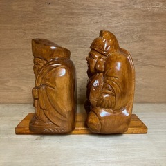 🧧置き物🎣　木彫り 大国様 恵比寿様 神棚 大国主命 事代主命 大黒天 恵比寿天の画像