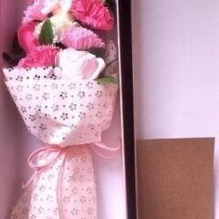 新品★ソープフラワーピンクアレンジメント枯れないお花プレゼント花束贈り物ギフトの画像
