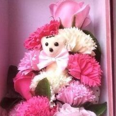 新品★ソープフラワーピンクアレンジメント枯れないお花プレゼント花束贈り物ギフトの画像