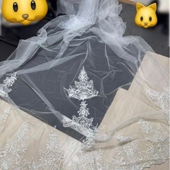 2層 ウェディングベール 300cm ピアスセットの画像