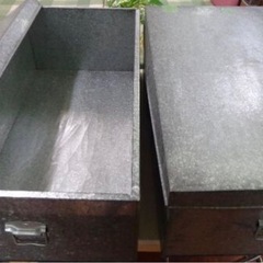 ★ブリキ板：趣味ブリキ加工品造りに：　衣装ケース 収納箱 昭和 レトロ ブリキ箱２セット★の画像