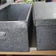 ★ブリキ板：趣味ブリキ加工品造りに：　衣装ケース 収納箱 昭和 レトロ ブリキ箱２セット★の画像