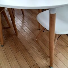 ★ジモティ割あり★  ダイニングセット ホワイト H74×D80×W80 クリーニング済み TK7754の画像