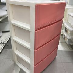 ★リユースのサカイ千葉中央店★  プラスチックチェスト 白/ピンク H84×D41×W54 クリーニング済み TC5860の画像