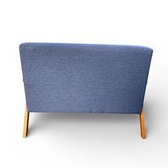 2人掛けソファ 椅子 ブルー おしゃれ 北欧風 木フレームの画像