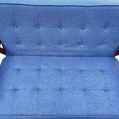 2人掛けソファ 椅子 ブルー おしゃれ 北欧風 木フレームの画像