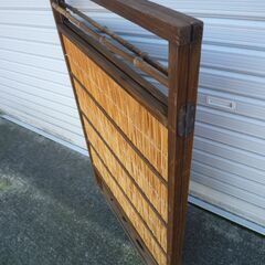 ★木製 簾屏風 衝立 2曲 間仕切り すだれ屏風 古民具 古民家 和室 茶室 目隠し パーテーション 昭和レトロ 茶道具の画像