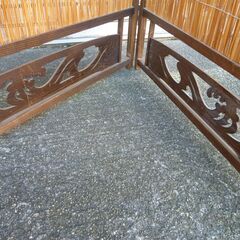 ★木製 簾屏風 衝立 2曲 間仕切り すだれ屏風 古民具 古民家 和室 茶室 目隠し パーテーション 昭和レトロ 茶道具の画像