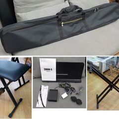 小型電子ピアノ 88鍵盤 NikoMaku SWAN-S ブラック 持ち運び可能 ケース・スタンド・イス・ペダル・譜面台付き 充電式　西岡店の画像