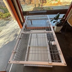 【新品・未使用】ペット用ゲージ／大型　天面開閉・前面扉／仕切り付き（2部屋可）の画像