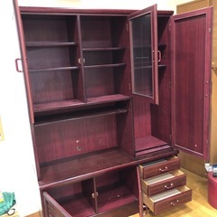 キッチンキャビネット　本棚　収納　リビング収納　キッチン収納　食器棚カップボードの画像