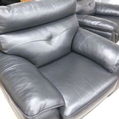 1人掛けソファ② 幅105cm 革製 ブラック 背もたれ取り外し可能 1Pソファ 黒 ソファ☆ 札幌市 北区 屯田 の画像