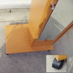 ミラー付 ハンガーラック キャスター付 幅60 木製 おしゃれ 子供 姿見 スリム クローゼット コートハンガー 収納棚　直接引取歓迎の画像