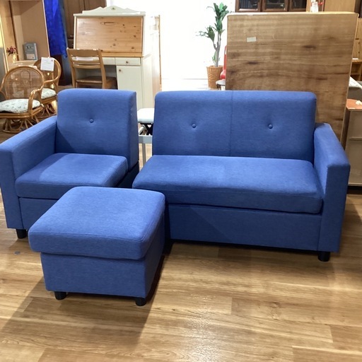 三人掛けソファ　オットマン付き【町田市再生家具】　252733