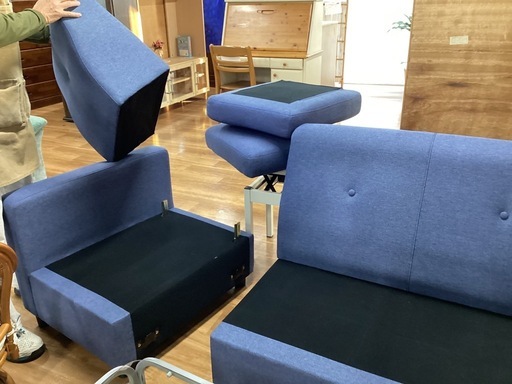 三人掛けソファ　オットマン付き【町田市再生家具】　252733