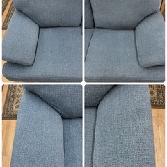 ジモティー限定価格！S736 ⭐ ファブリック2Pソファ ネービー 紺 幅158cm USED 綺麗の画像