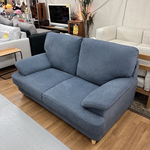 ジモティー限定価格！S736 ⭐ ファブリック2Pソファ ネービー 紺 幅158cm USED 綺麗