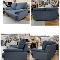 ジモティー限定価格！S736 ⭐ ファブリック2Pソファ ネービー 紺 幅158cm USED 綺麗の画像
