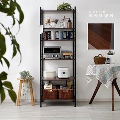 レンジ台 キッチン 棚 約幅60 おしゃれ 食器棚 6段 レンジラック キッチンラック ラック 大型レンジ対応 スライド棚 高さ169cm 収納家具 レンジ レンジボードの画像