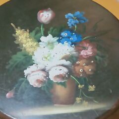 レトロ　ビンテージ 丸型 テーブル 机　ダイニング 本棚の画像