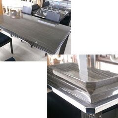 4人掛け ダイニングセット② 160×85cm テーブル 椅子4脚 エナメル 鏡面 ブラック 木目調 ダイニング 大きめ ☆ 札幌市 北区 屯田 の画像